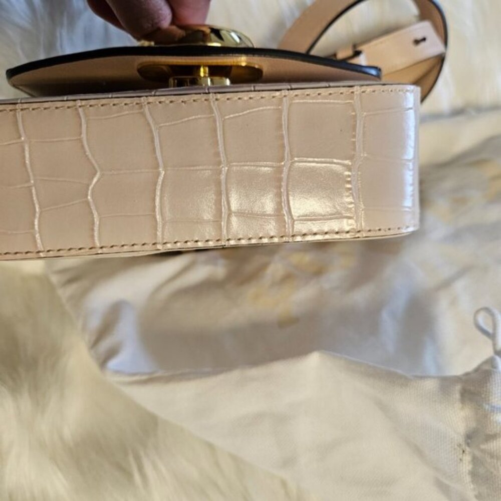 SOLD Chloe Mini C Croc Embossed Calf Skin Leather in Pink Authenticated - Picture 7 of 16